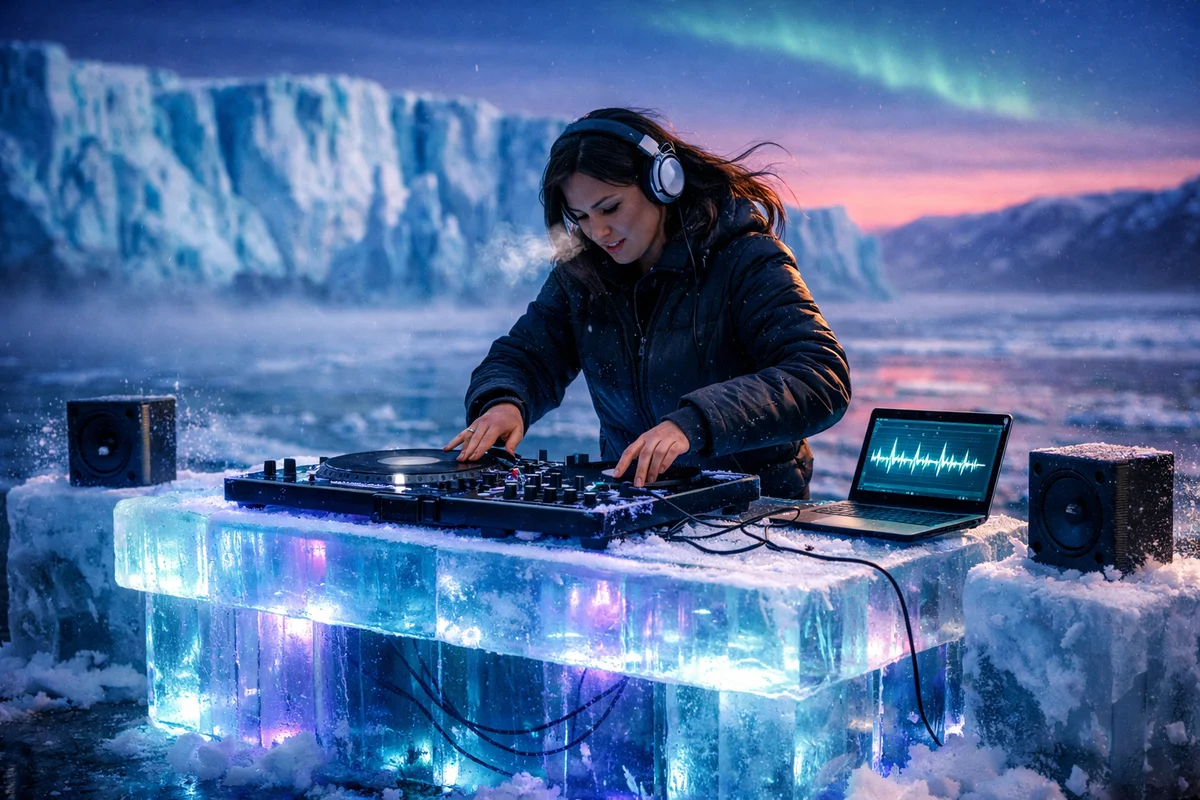 ChatGPT generated DJ in arctic scene